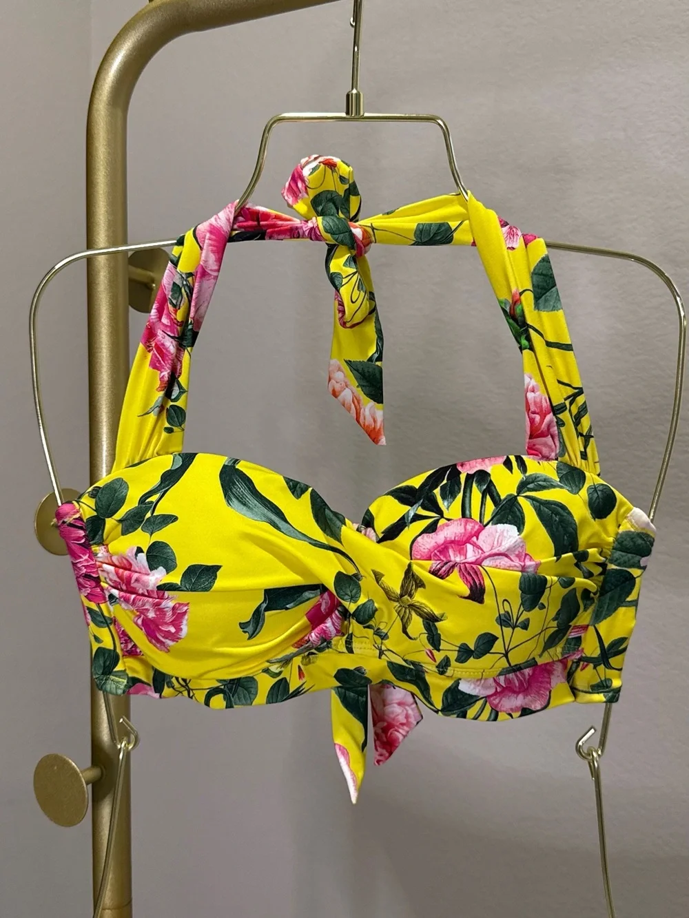 Gibson Yellow Floral Halter Bikini Set